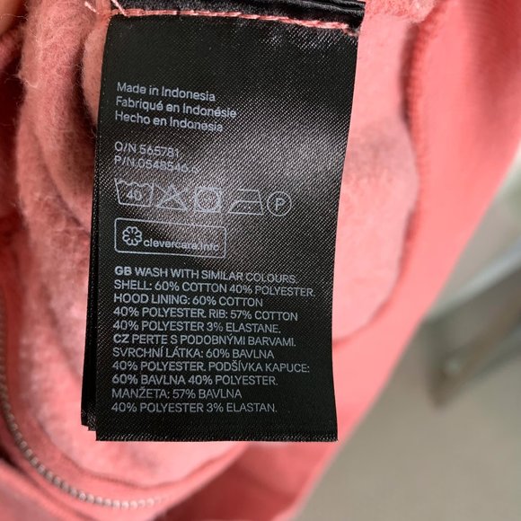 H&M Divided Sweatshirt Hoodie Pink Full Zip Cotton Size L - Picture 6 of 7